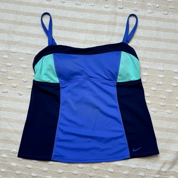 Nike color block blue/teal tankini swim top only size large - Picture 5 of 10